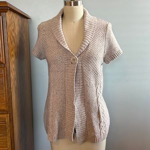 Christopher & Banks beige shirt-sleeved sweater cardigan
